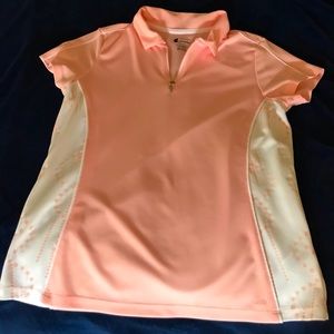 Pink and white Medium ladies IZOD XFG golf shirt